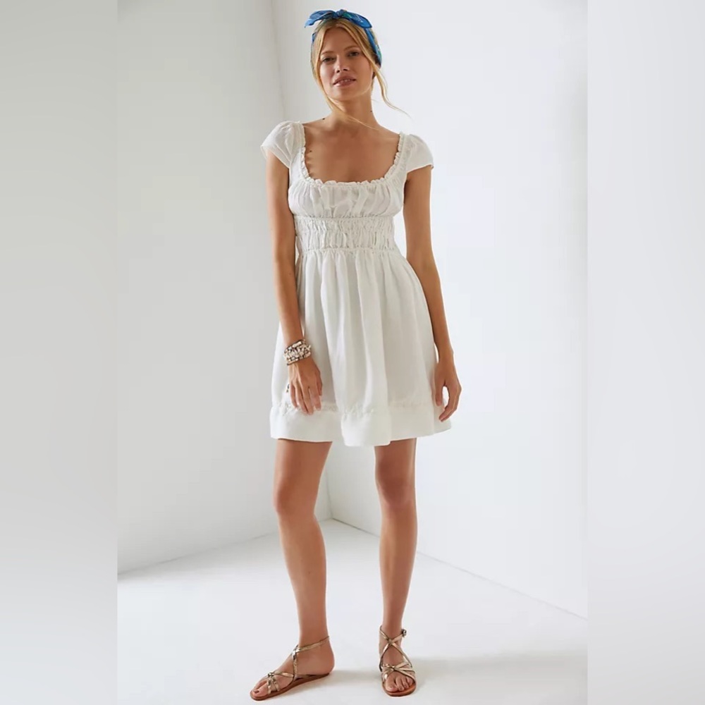 Black Smocked Waist Mini Dress